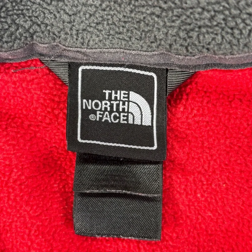 The North Face Fleece‎ Jacket Mens XL Red Grey Full Zip Colorblock Mock Neck